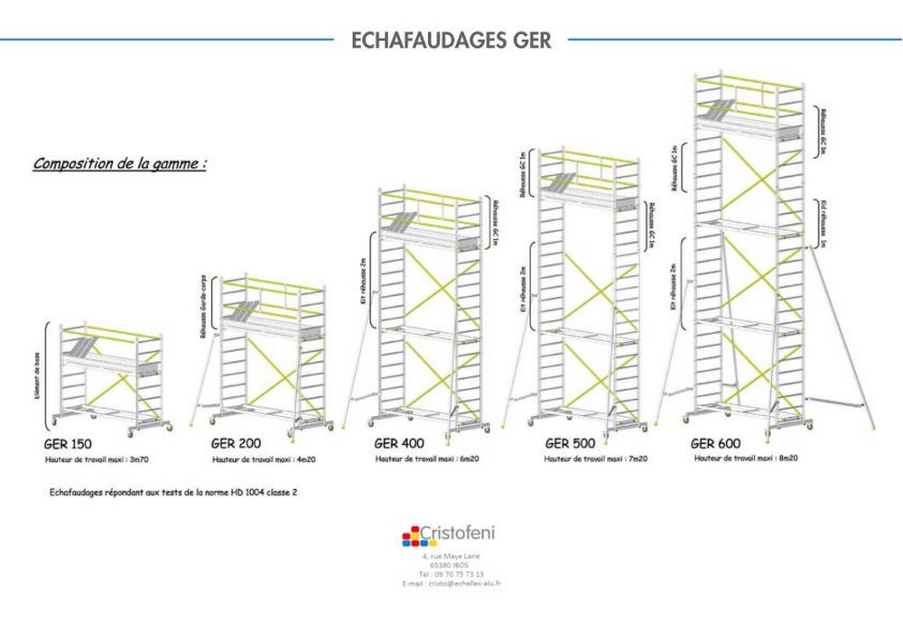 grand chafaudage  plateau aluminium, grands chafaudages 2.3 m de long, chafaudage, chafaudages aluminium de 2 m, 3 m, 4 m, 5 mtres 6 mtres, 7 m, 8 mtres hauteur de travail